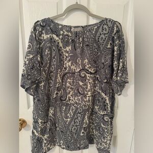 Cost Plus World Market Paisley Blouse in Black and Cream